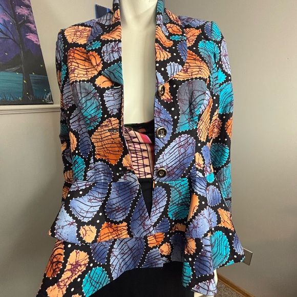 Colorful Leaf Pattern Blazer - Picture 6 of 8